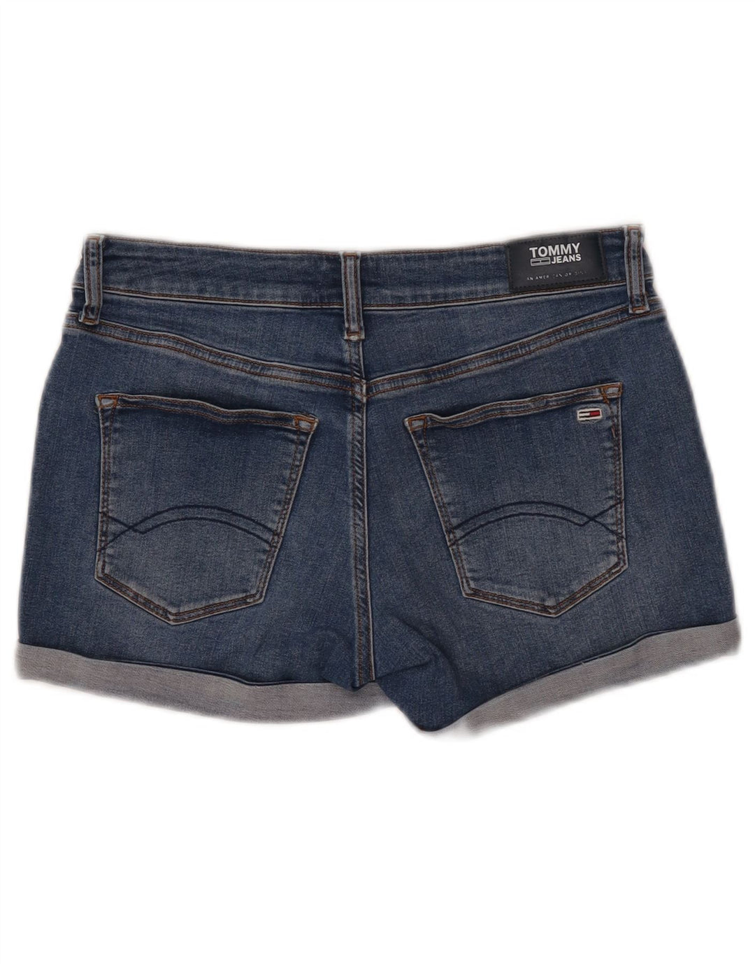 TOMMY HILFIGER Damen Jeansshorts W28 Mittelblaue Baumwolle