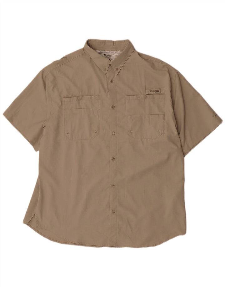 Columbia Herren Kurzarmhemd XL Beige Polyester