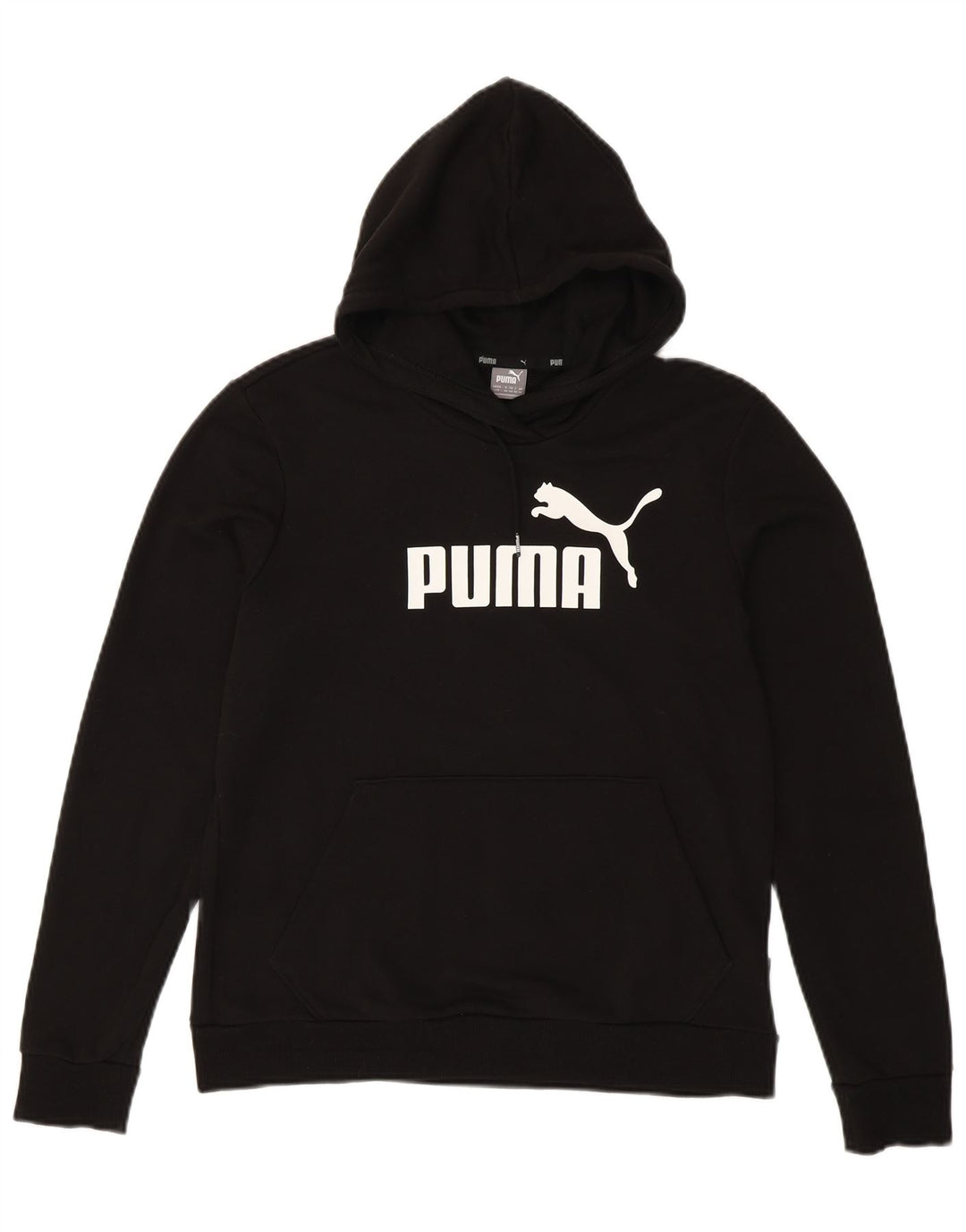 PUMA Womens Graphic Hoodie Jumper UK 14 Large Black Polyester