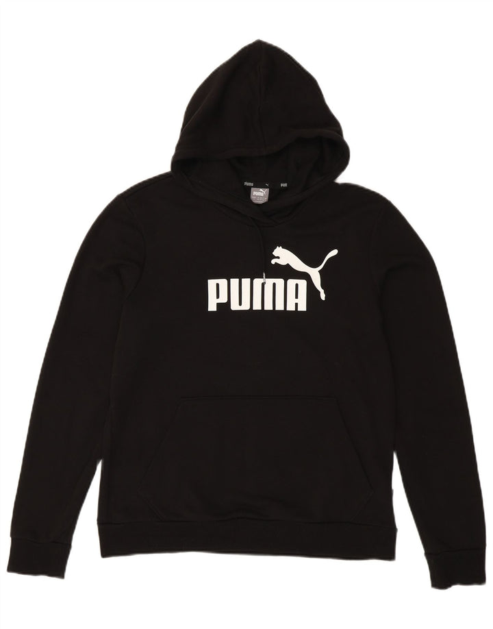 PUMA Womens Graphic Hoodie Jumper UK 14 Large Black Polyester