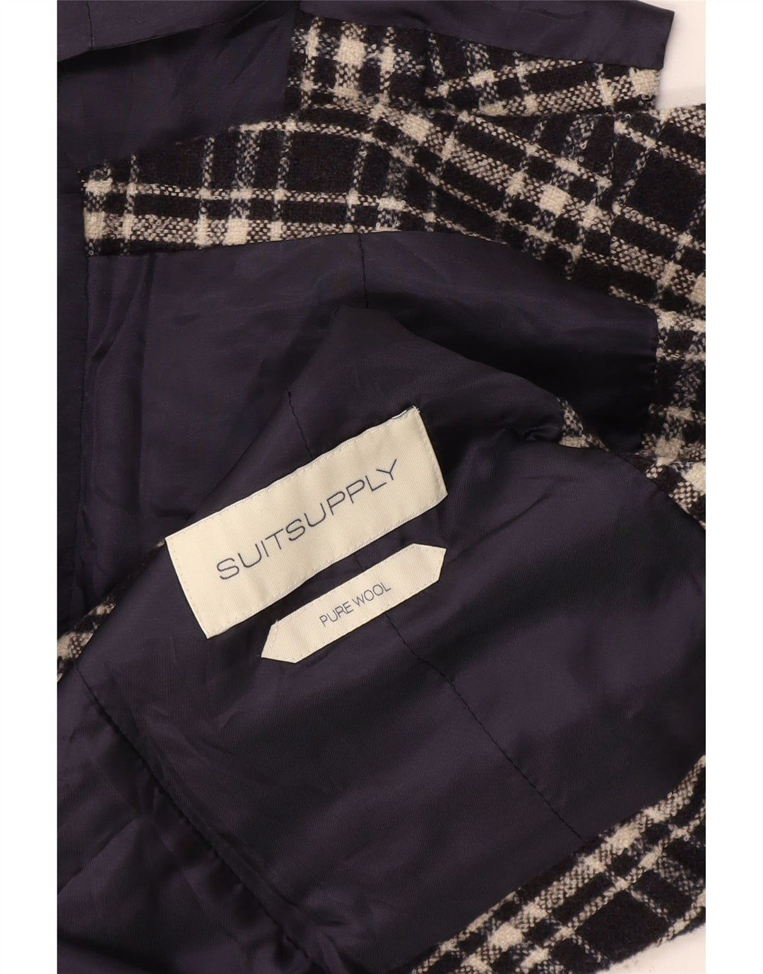 Vintage Herrenweste, kleine marineblaue Karowolle