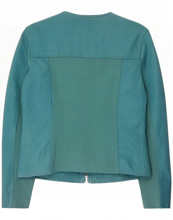 Vintage Damen Lederjacke UK 10 Small Blue