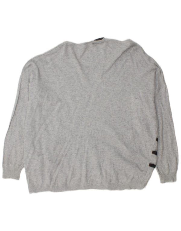 MINT VELVET Damen-Pullover mit U-Boot-Ausschnitt, Gr. 16, Größe L, grau gestreift