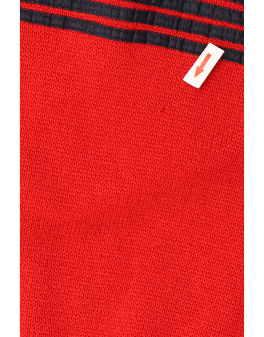 Vintage Herren-Pullover mit Knopfkragen, Größe 48, Mittelrot, Farbblock