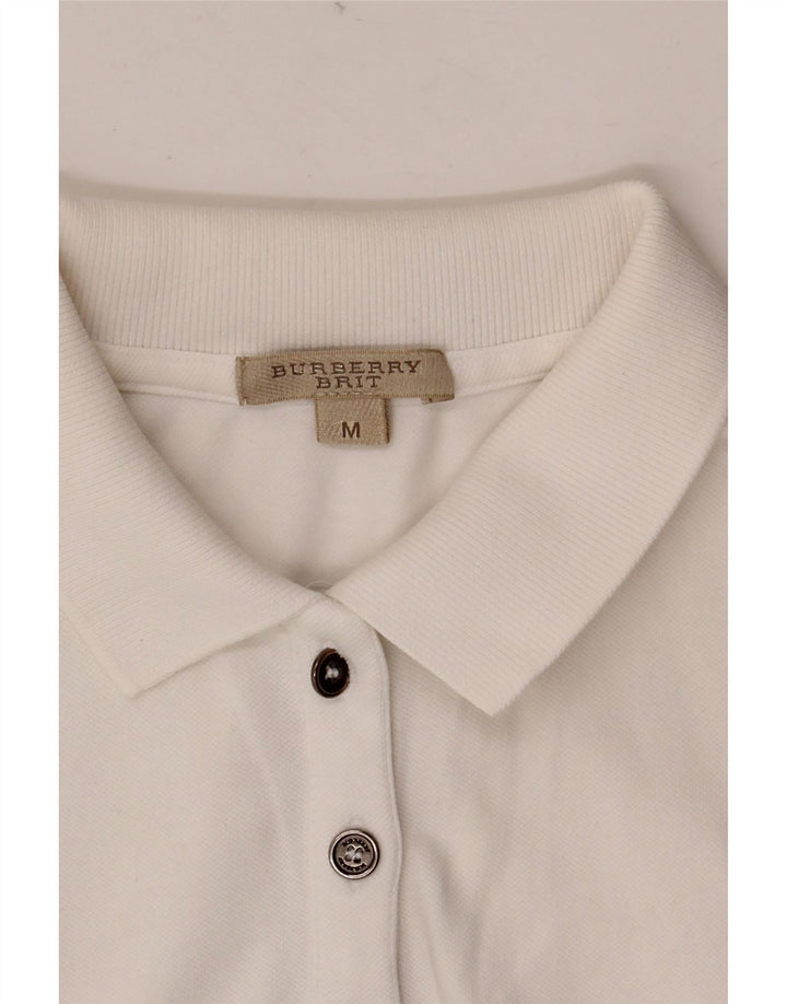 BURBERRY Damen BRIT ärmelloses Poloshirt UK 12 Mittelweiß