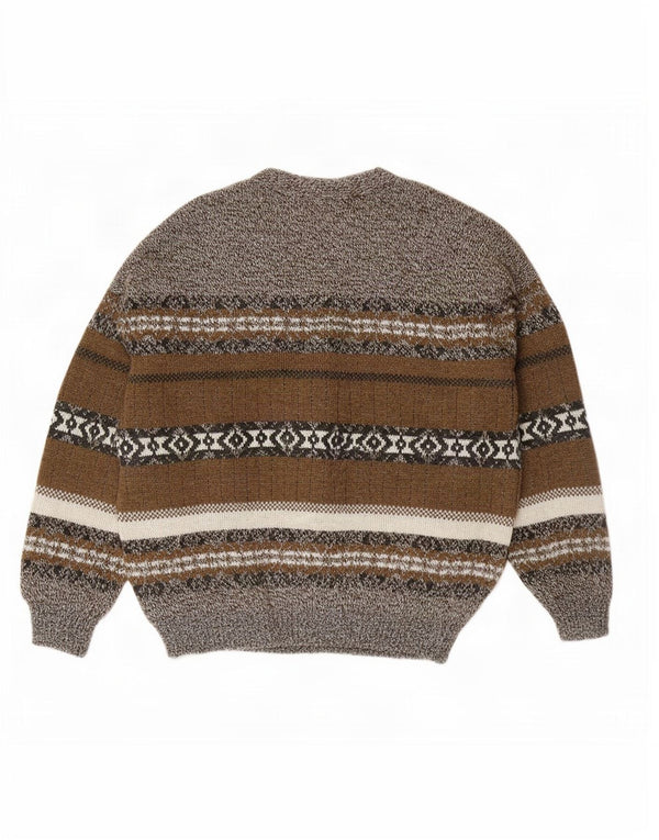 Vintage Herren Cardigan Pullover XL Grau Fair Isle