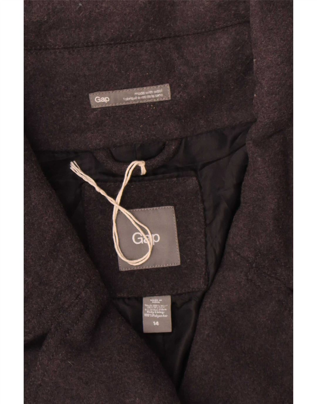 Gap Damen Pea Coat US 14 XL Graue Wolle