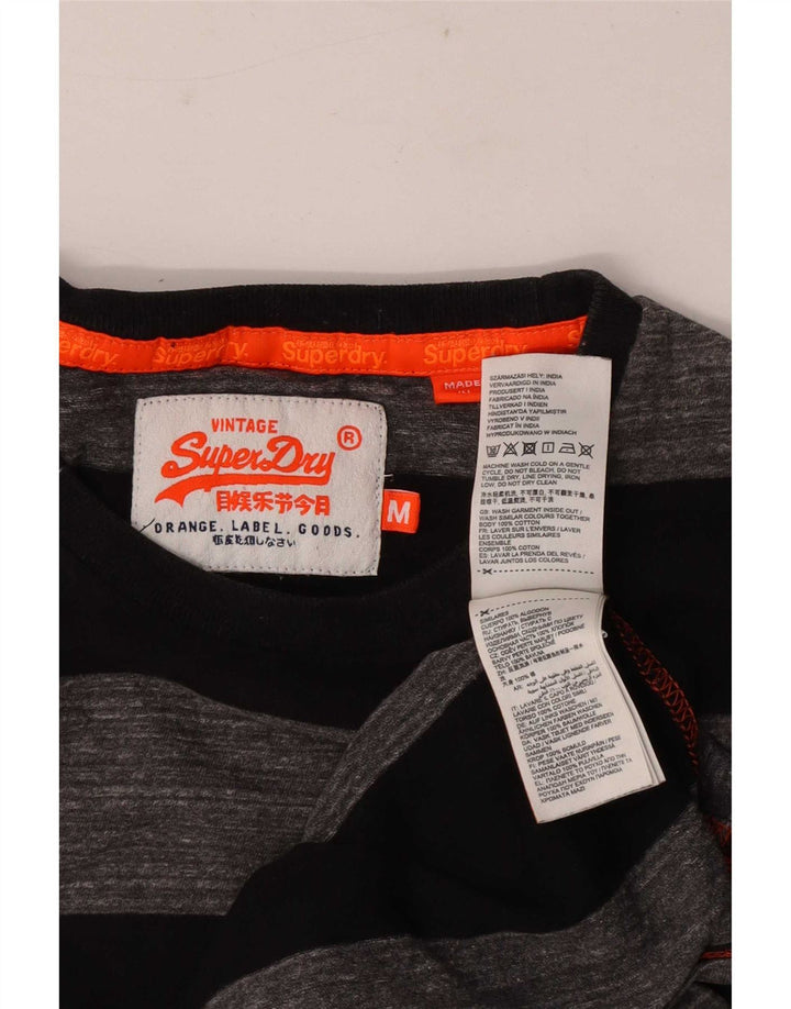 Superdry Herren T-Shirt-Oberteil aus mittelgrauer, gestreifter Baumwolle