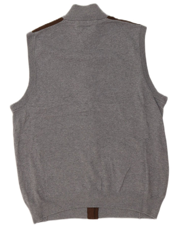 Ärmelloser Herren-Cardigan von Chaps aus mittelgrauer Colourblock-Baumwolle