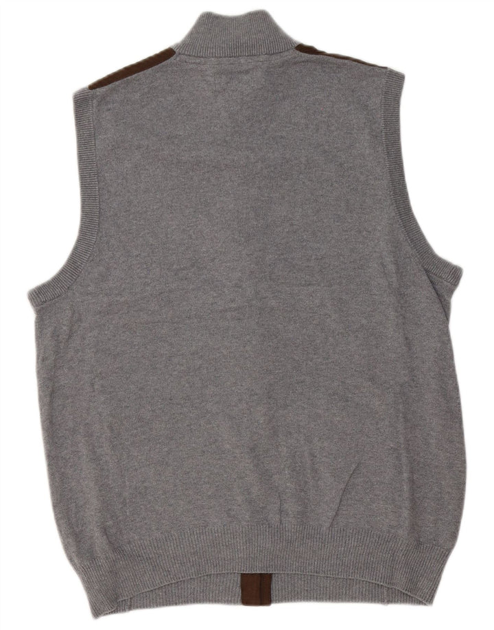 Ärmelloser Herren-Cardigan von Chaps aus mittelgrauer Colourblock-Baumwolle