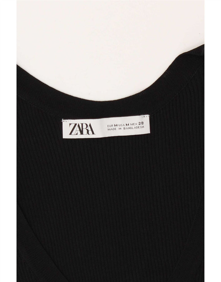 Zara Damen Weste Top UK 12 Medium Schwarz