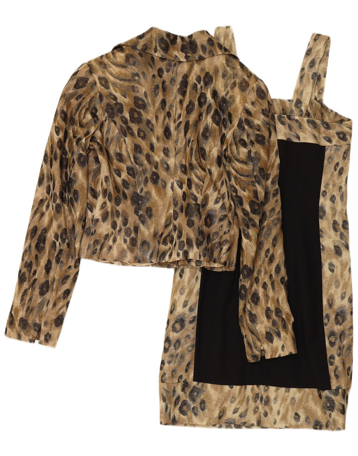 Vanity Damen 3-Knopf-2-teiliges Set IT 42 Mittelschwarze Wolle mit Animal-Print