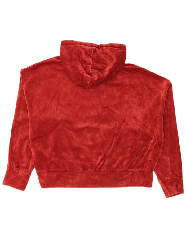 Puma Womens Crop Oversized Velour Hoodie Pullover UK 14 Mittelrote Baumwolle