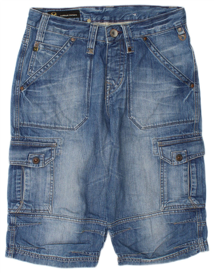 Vintage Herren Cargo Denim Shorts W30 Mittelblaue Baumwolle