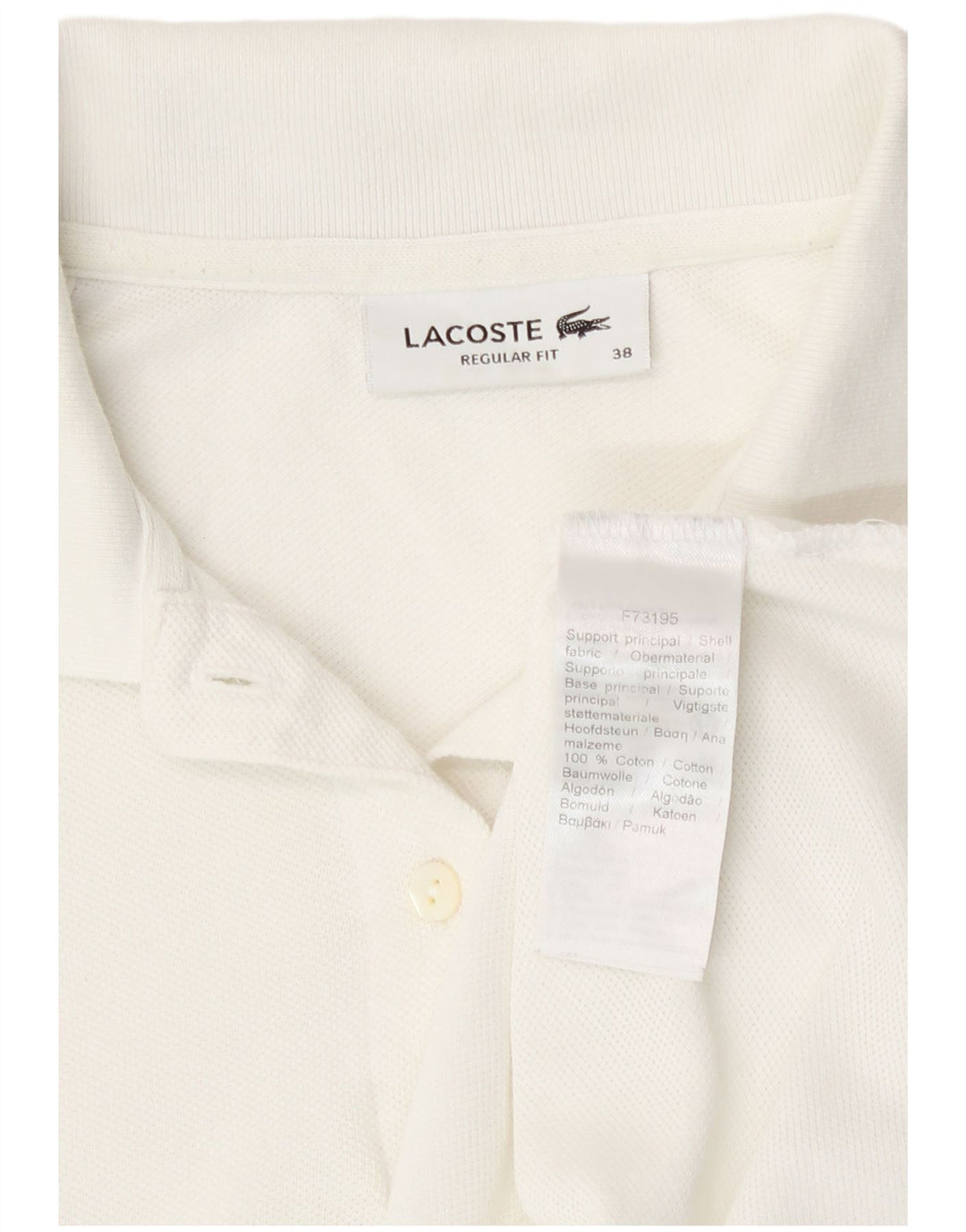 Lacoste Damen-Poloshirt mit normaler Passform, Größe 38, mittelweiße Baumwolle