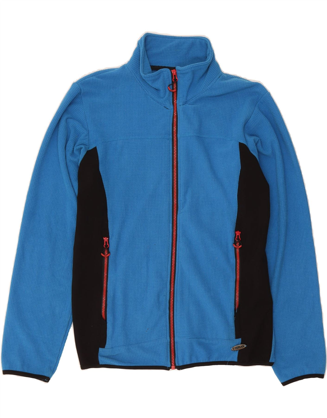 BRUGI Mens Fleece Jacket UK 38 Medium Blue Colourblock Polyester Vintage Brugi and Second-Hand Brugi from Messina Hembry 