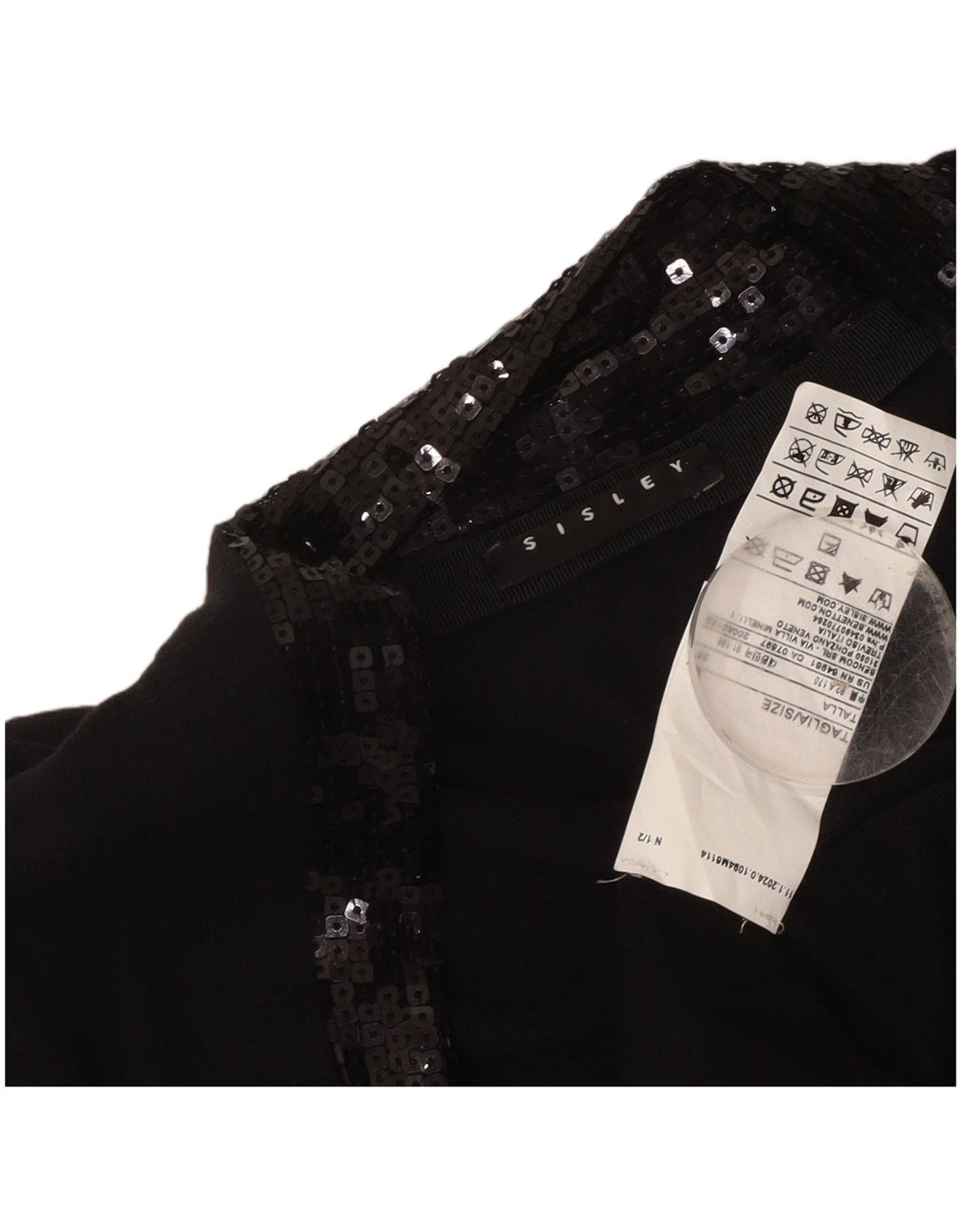 Sisley Offener Damen-Cardigan-Pullover UK 14 Große schwarze Baumwolle