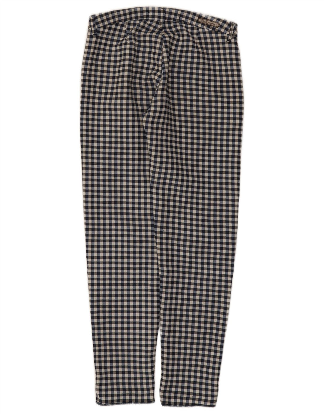 Guess Damen-Freizeithose, schmal, W24, L26, Marineblau mit Gingham-Karomuster