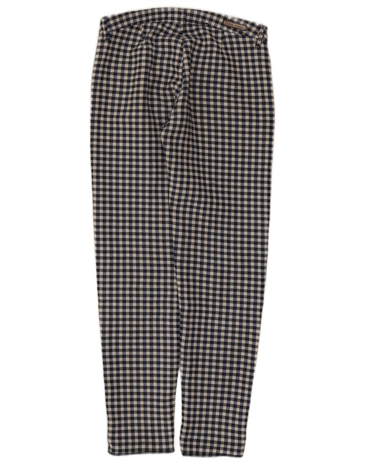 Guess Damen-Freizeithose, schmal, W24, L26, Marineblau mit Gingham-Karomuster