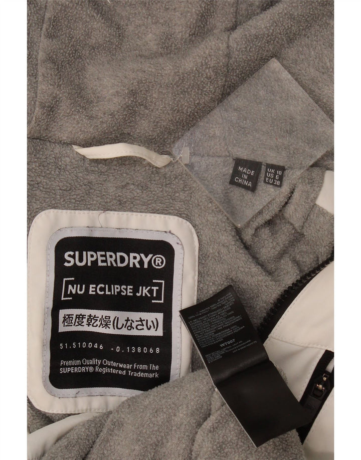 Superdry Damen-Windbreaker-Jacke mit Kapuze, übergroß, Gr. 10, Weiß