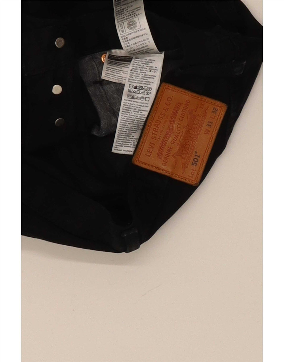 Levi's Herren 501 Straight Jeans W31 L32 Schwarze Baumwolle