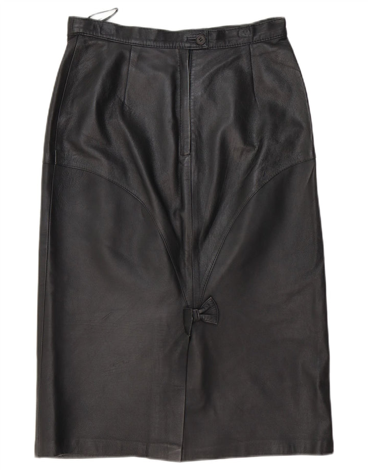 Vintage Damen Lederrock EU 40 Medium W30 Schwarzes Leder