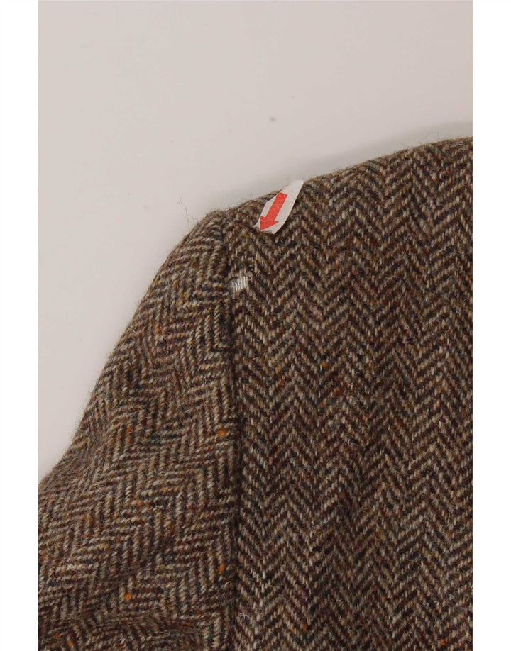 Harris Tweed Herren-Blazer mit 2 Knöpfen, UK 42, XL, braune Wolle mit Fischgrätenmuster