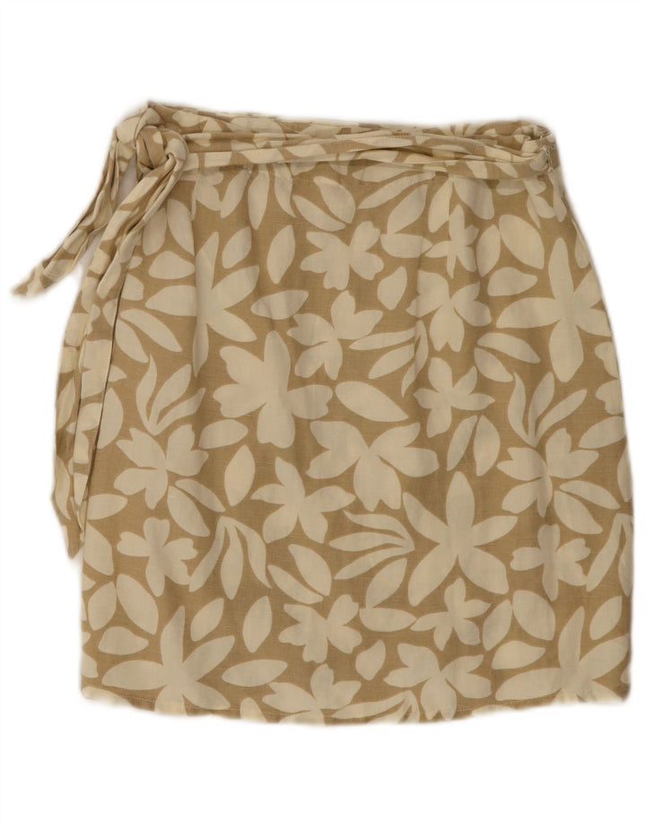 RIP CURL Wickelrock für Damen, Größe S, W26, beige, geblümtes Leinen