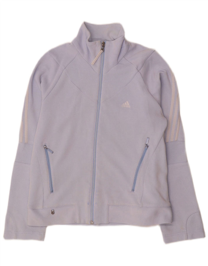 Adidas Damen Trainingsanzug Top Jacke UK 12 Mittelblaue Baumwolle