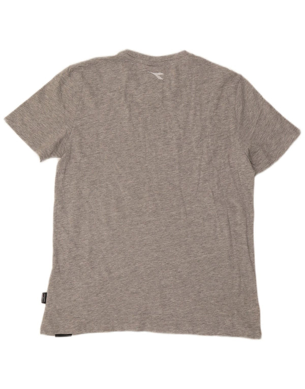 Diadora Damen T-Shirt Top UK 16 Large Grau gesprenkelte Baumwolle
