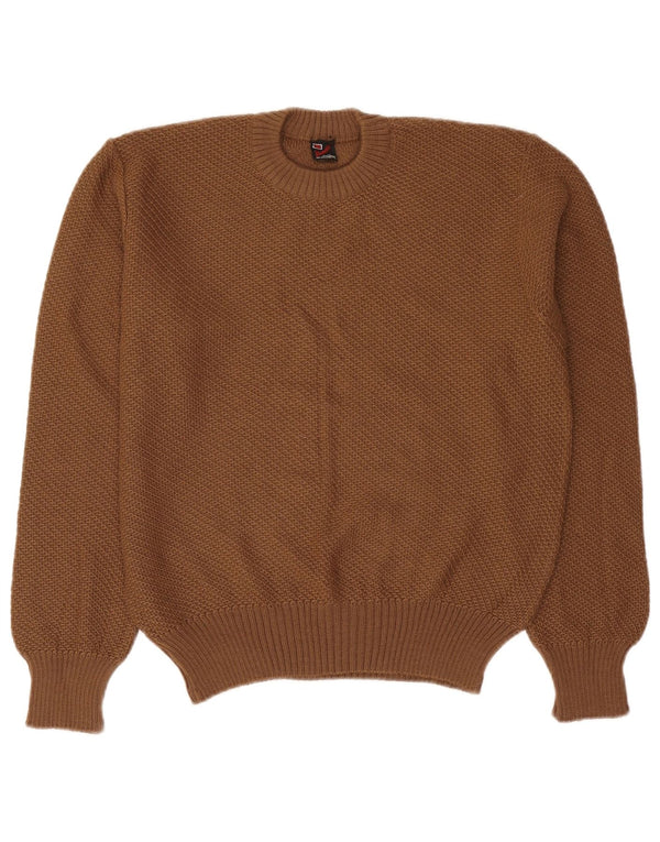 Benelli Damen-Pullover in Übergröße mit Rundhalsausschnitt, UK 12, mittelbraune Wolle