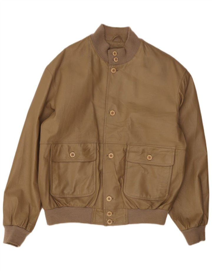Vintage Herren Leder Bomberjacke UK 42 XL Beige
