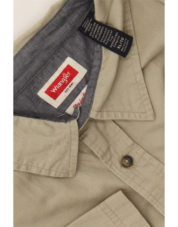 Wrangler Herren Kurzarmhemd XL Khaki Baumwolle