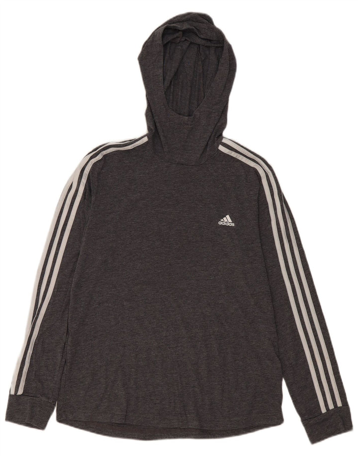 ADIDAS Damen Climalite Hoodie Pullover UK 12/14 Mittelgraues Polyester