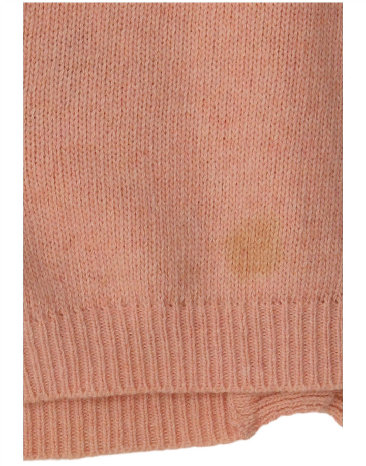 VINTAGE Damen Strickjacke Pullover UK 16 Große rosa geblümte Wolle