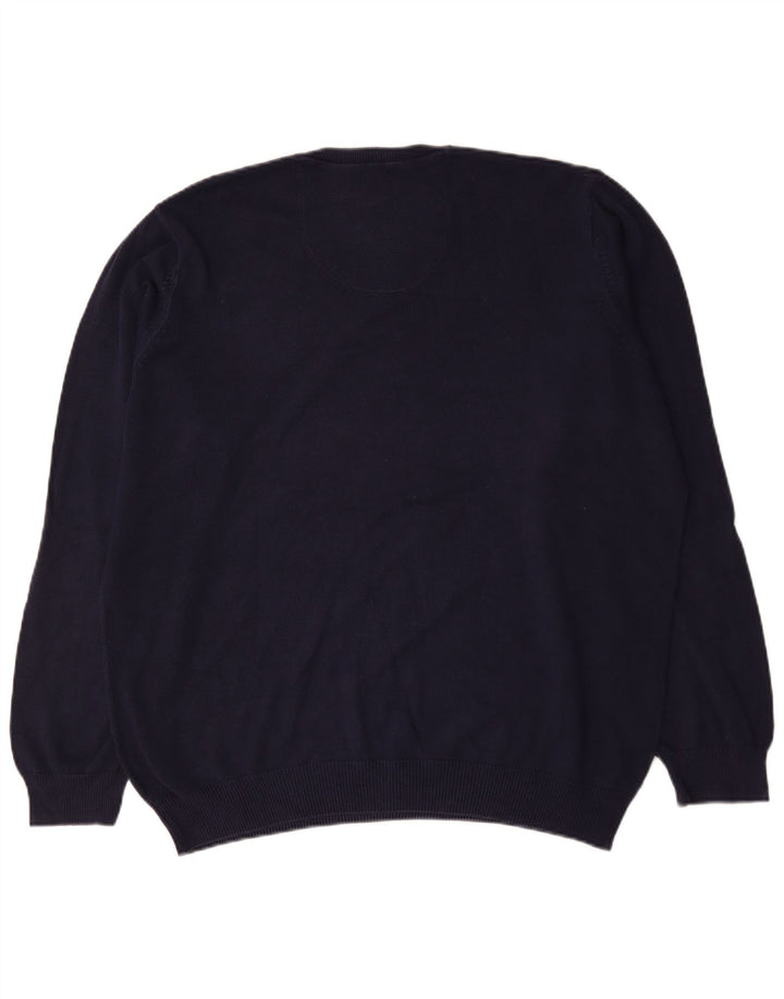 Marks & Spencer Herren-Pullover, reguläre Passform, V-Ausschnitt, XL, marineblau, Baumwolle
