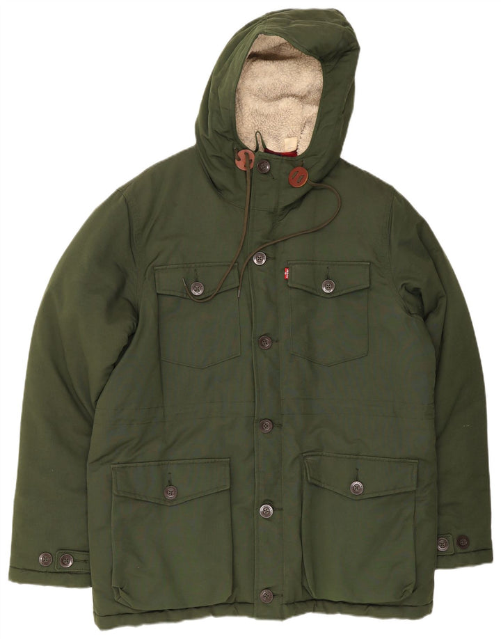 Levi's Herren-Jacke mit Kapuze, gepolstert, UK 40, Größe L, grün, Baumwolle