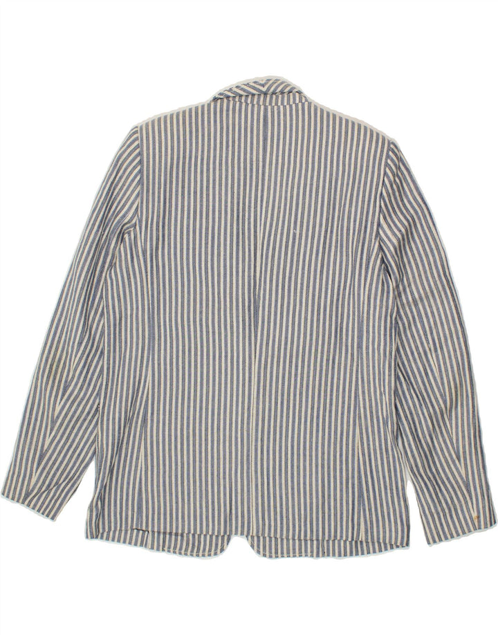 MASSIMO DUTTI Womens 1 Button Blazer Jacket US 12 Large Blue Pinstripe Vintage Massimo Dutti and Second-Hand Massimo Dutti from Messina Hembry 