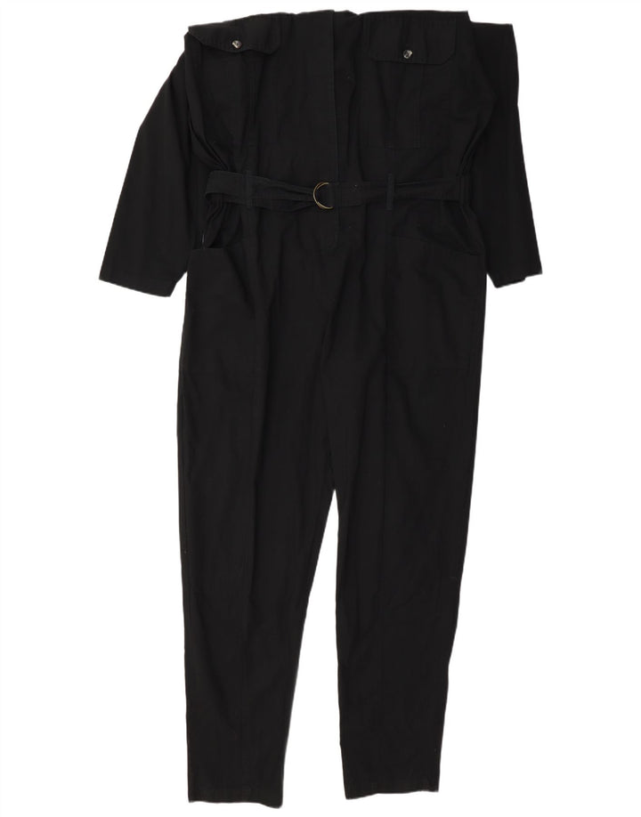 Vintage Damen Langarm-Jumpsuit IT 42 Mittelschwarze Baumwolle