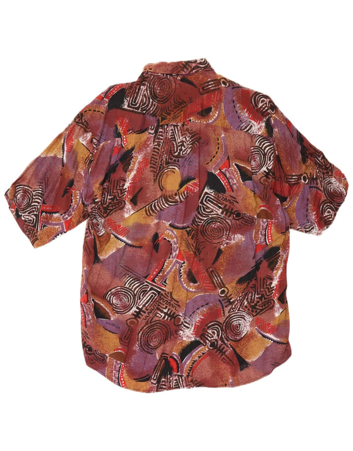 Vintage Herren Kurzarmhemd groß braun geometrisch