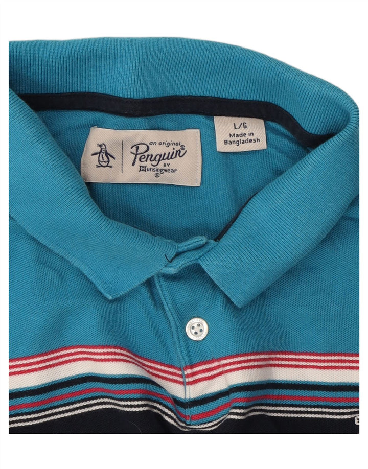 PENGUIN Mens Polo Shirt Large Multicoloured Striped Vintage Penguin and Second-Hand Penguin from Messina Hembry 