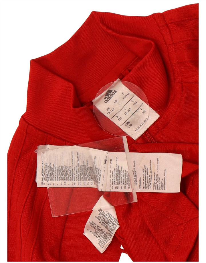 Adidas Jungen-Trainingsanzug-Top-Jacke, 13–14 Jahre, rotes Farbblock-Polyester