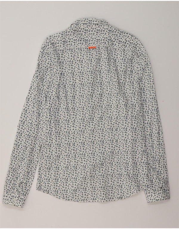 SUPERDRY Slim-Fit-Hemd für Herren, groß, aus Baumwolle mit weißem Blumenmuster