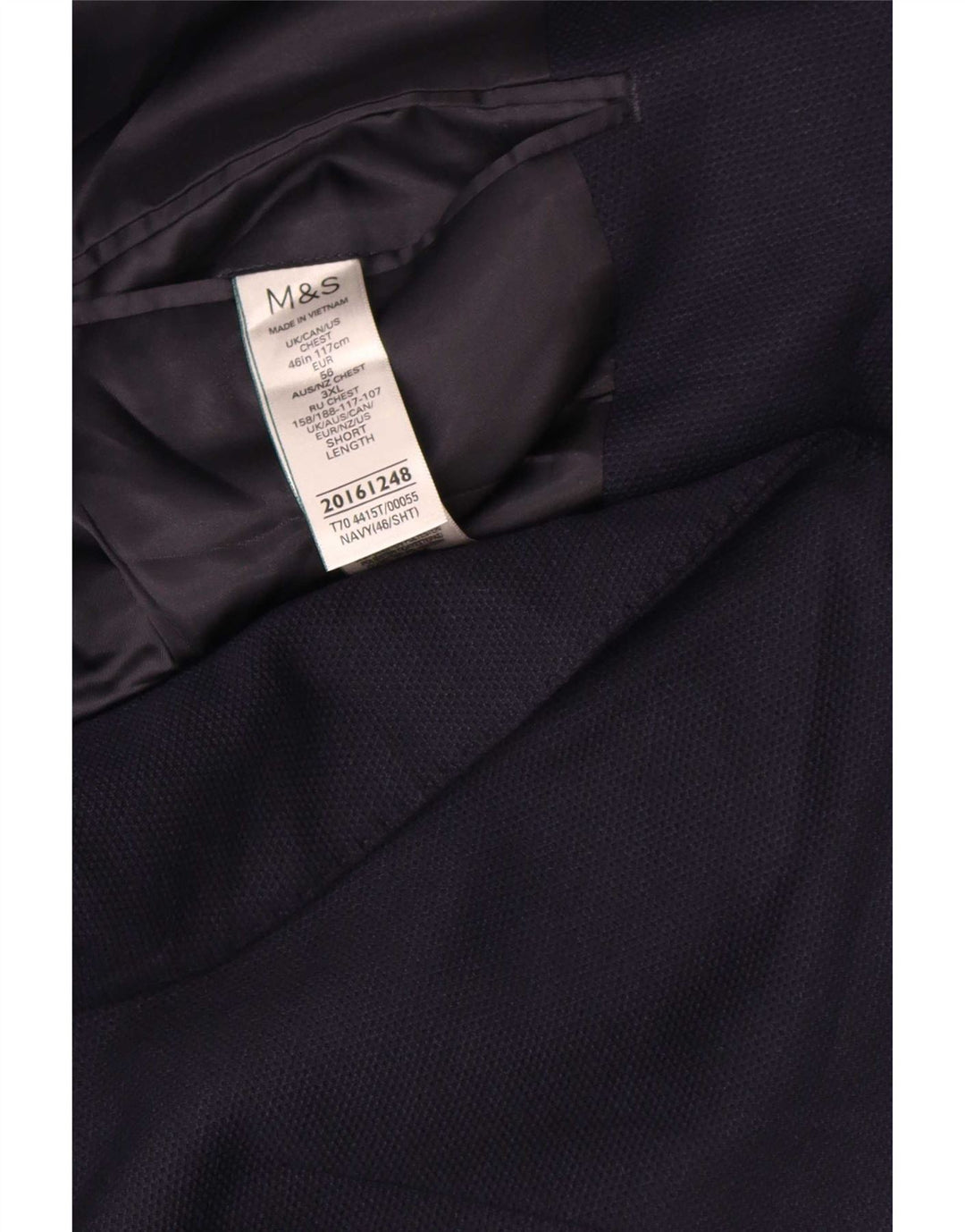 Marks & Spencer Herren-Blazer, kurz, mit 2 Knöpfen, UK 46 3XL, Marineblau