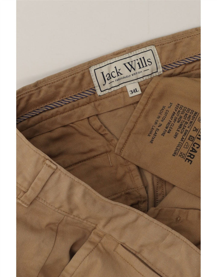 JACK WILLS Herren Slim Chinohose W34 L34 Beige Baumwolle