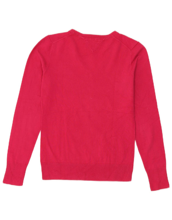 Tommy Hilfiger Damen-Pullover mit V-Ausschnitt, Gr. 10, Größe S, rosa, Baumwolle