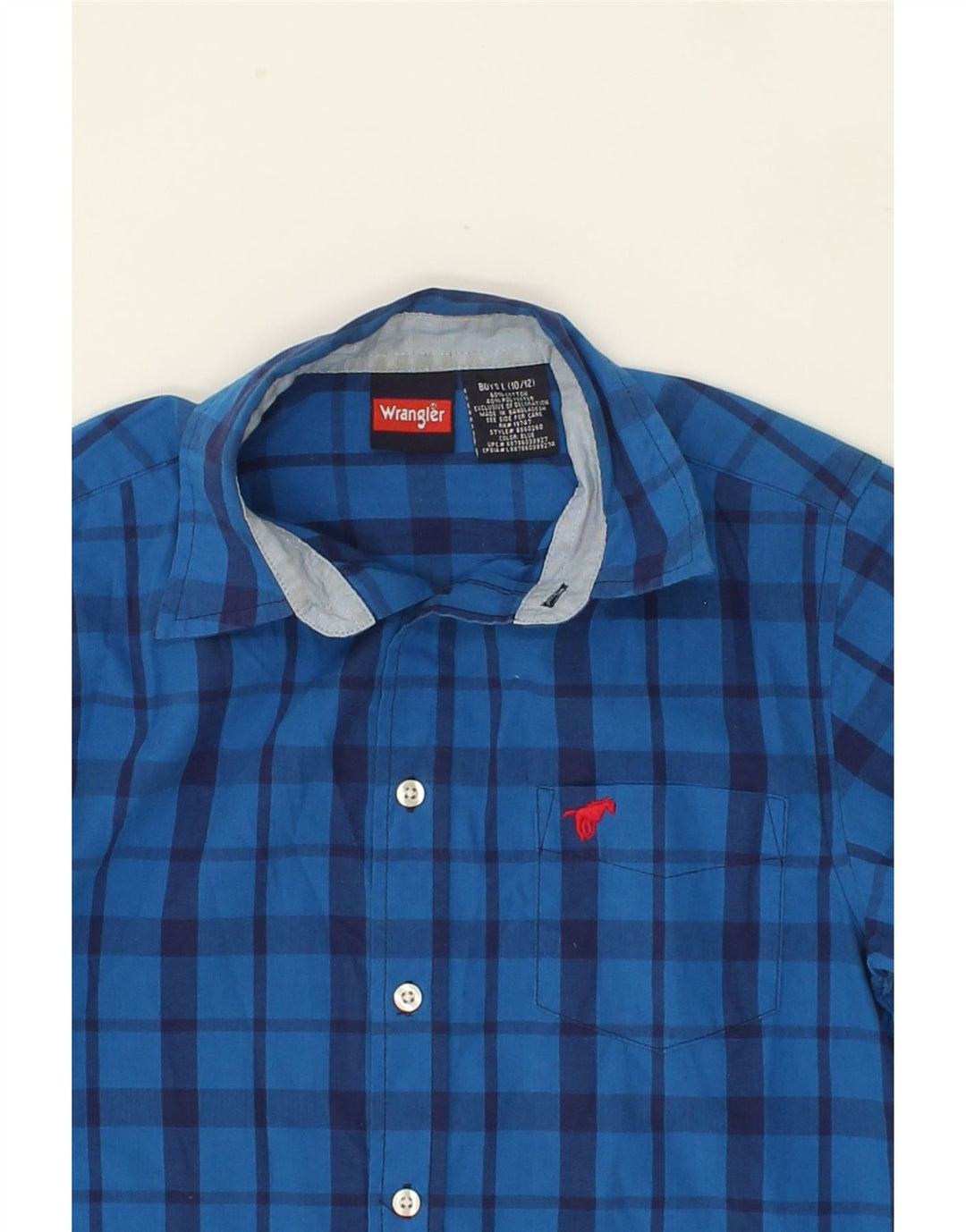 WRANGLER Boys Shirt 10-11 Years Large  Blue Check Cotton Vintage Wrangler and Second-Hand Wrangler from Messina Hembry 