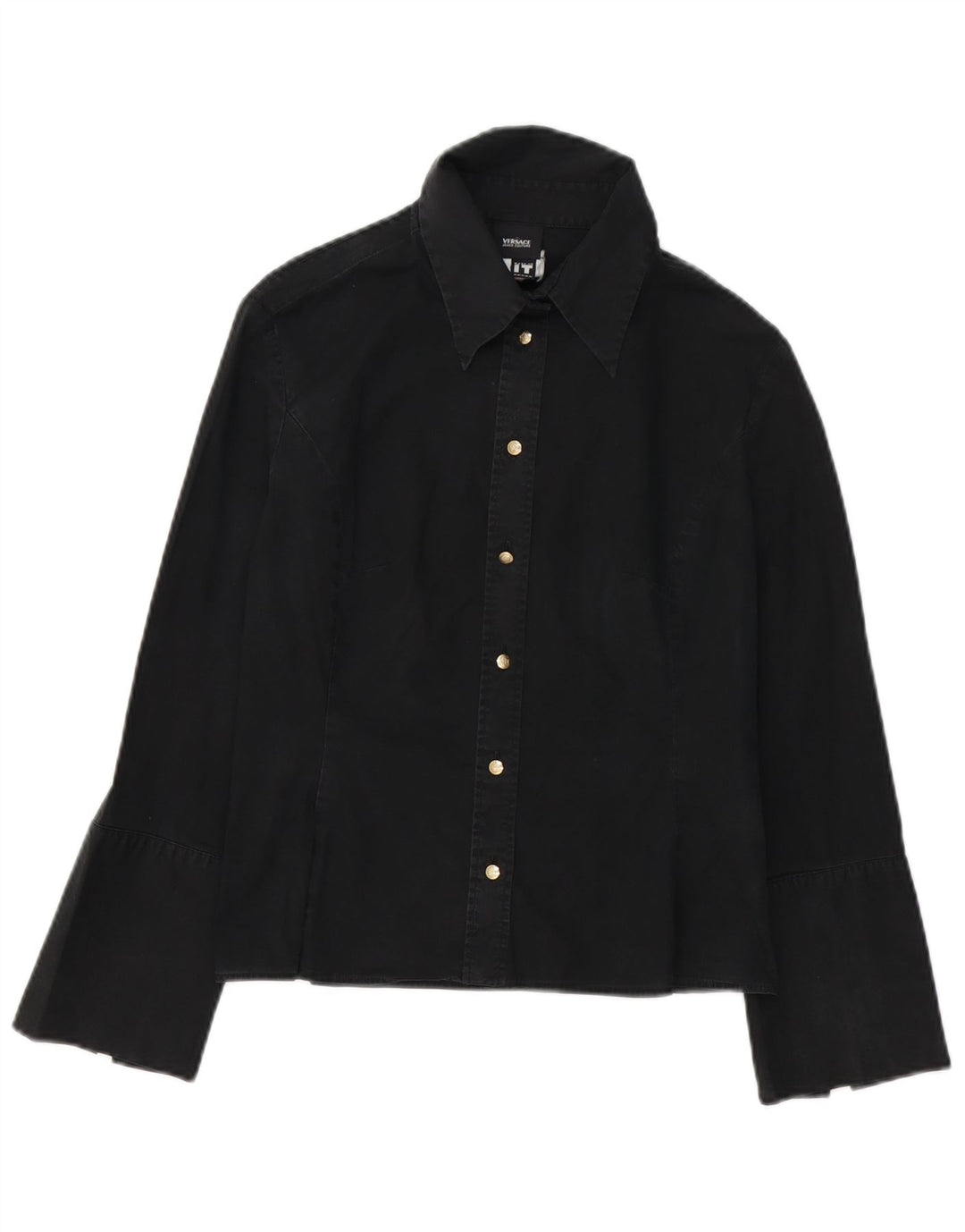 Versace Damen formelles Hemd UK 10 Small Schwarz