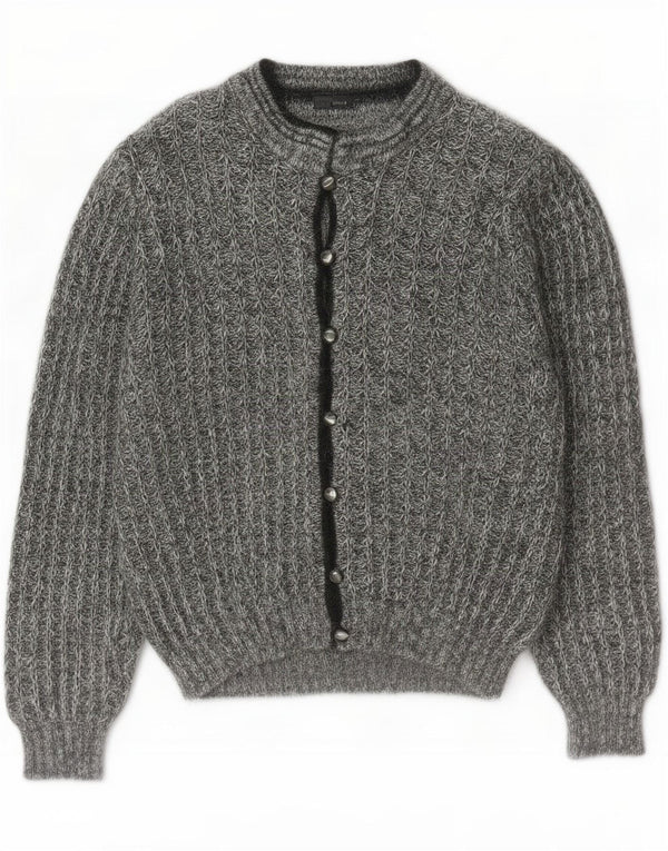 Vintage Damen Cardigan Pullover UK 16 Groß Grau meliert