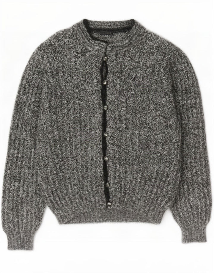 Vintage Damen Cardigan Pullover UK 16 Groß Grau meliert
